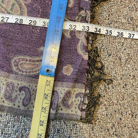 Pashmina Scarf Wrap Shawl Multicolor Paisley Fringe Artisan Art To Wear Designer - Picture 2 of 2